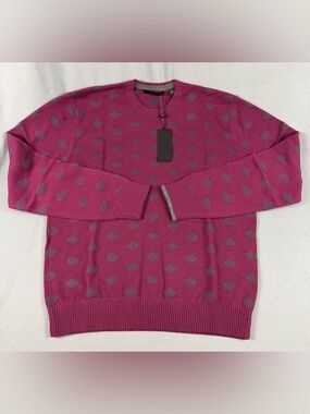 Greyson Golf Sweater Garden Print Crewneck Tomahawk Large Hawkeye Cashmere $350